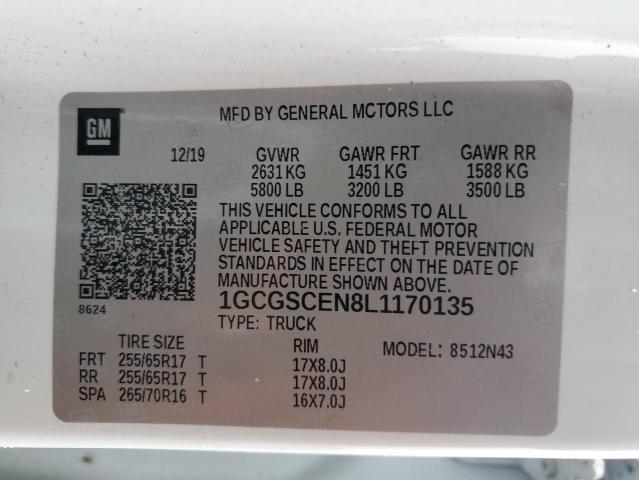 2020 CHEVROLET COLORADO L - 1GCGSCEN8L1170135