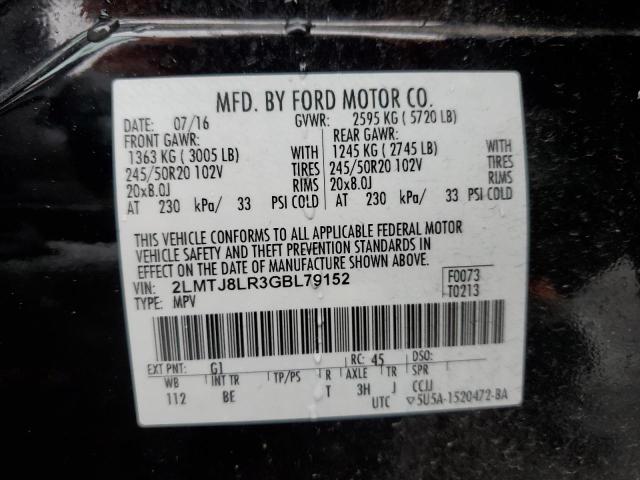 2016 LINCOLN MKX RESERV 2LMTJ8LR3GBL79152