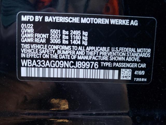 VIN WBA33AG09NCJ89976 2022 BMW 5 SERIES no.12