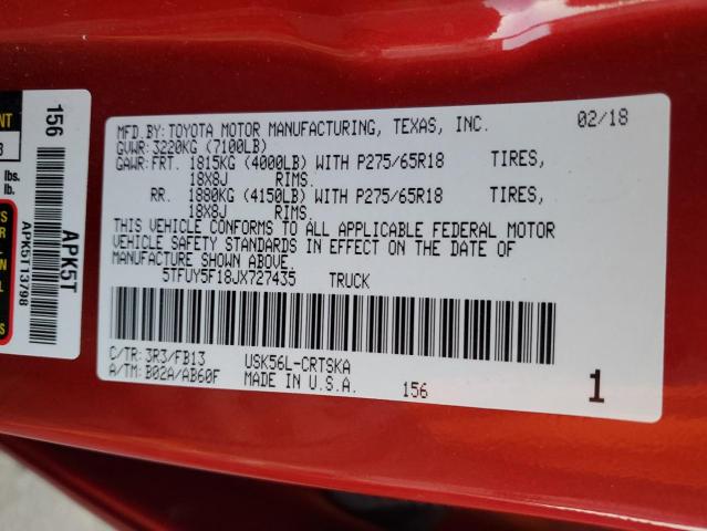 2018 TOYOTA TUNDRA DOU - 5TFUY5F18JX727435