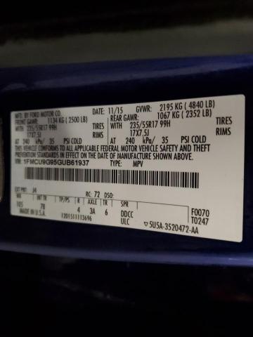 2016 FORD ESCAPE SE - 1FMCU9G95GUB61937