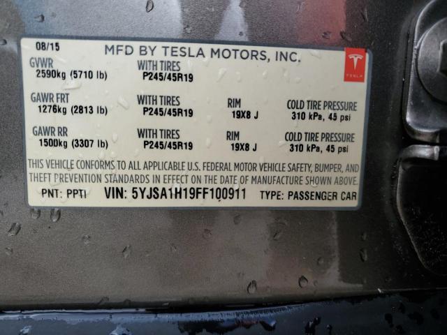 2015 TESLA MODEL S 85 5YJSA1H19FF100911