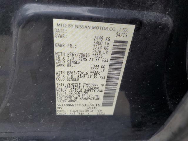 2015 NISSAN XTERRA X 5N1AN0NW3FN662438