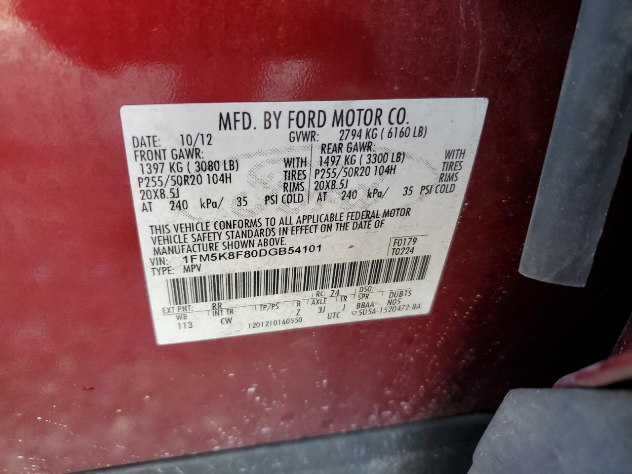 Lot #3034538738 2013 FORD EXPLORER L