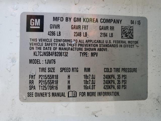 2015 CHEVROLET TRAX LTZ KL7CJNSB4FB206132