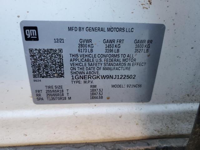 2022 CHEVROLET TRAVERSE L - 1GNERGKW9NJ122502