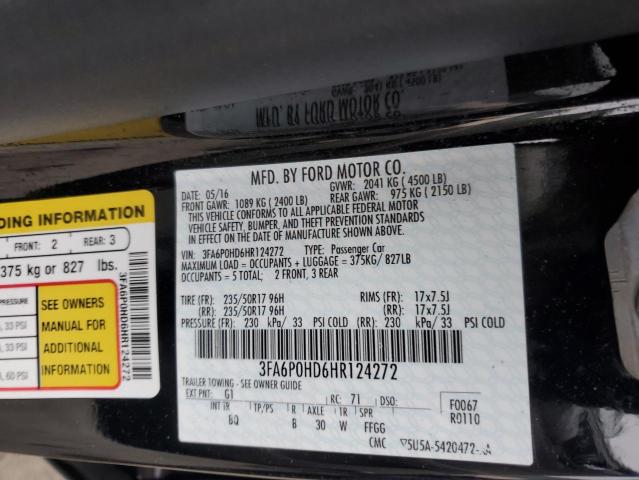 2017 FORD FUSION SE - 3FA6P0HD6HR124272