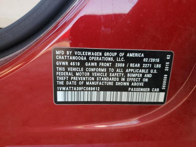 2015 VOLKSWAGEN PASSAT S - 1VWAT7A39FC069612