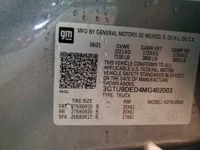 2021 GMC SIERRA K15 - 3GTU9DED4MG402003