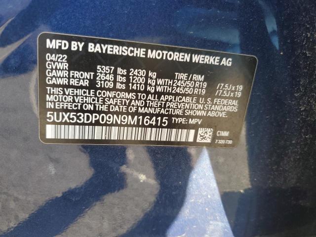 VIN 5UX53DP09N9M16415 2022 BMW X3 no.12