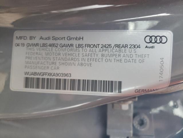 2019 AUDI RS3 WUABWGFFXKA903963