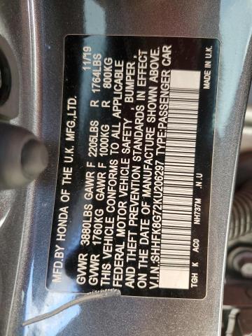 VIN SHHFK8G72KU206297 2019 HONDA CIVIC no.14