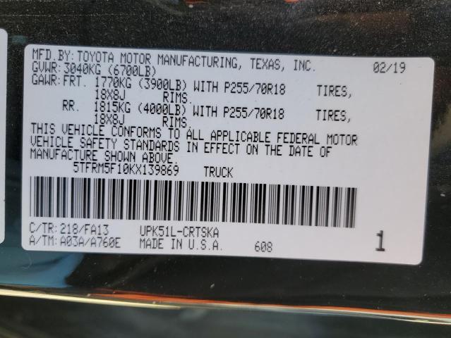 2019 TOYOTA TUNDRA DOU - 5TFRM5F10KX139869