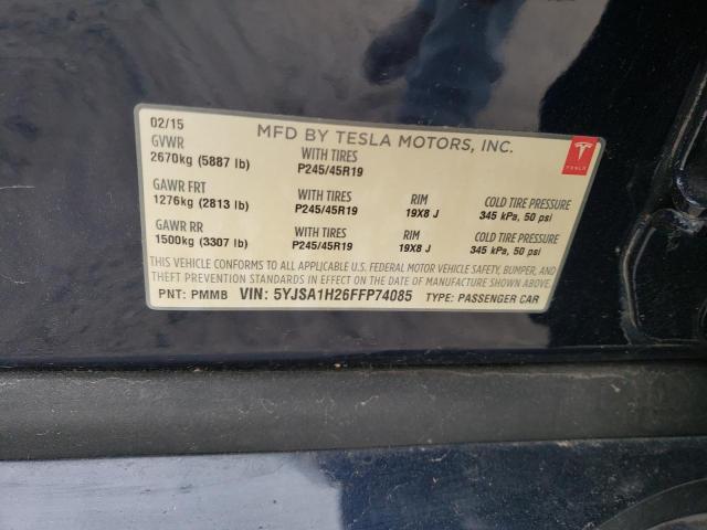 2015 TESLA MODEL S 85 5YJSA1H26FFP74085