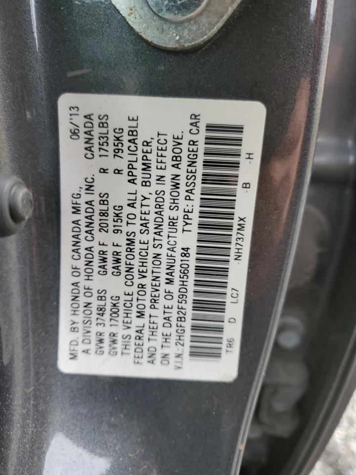 Lot #3028649296 2013 HONDA CIVIC LX