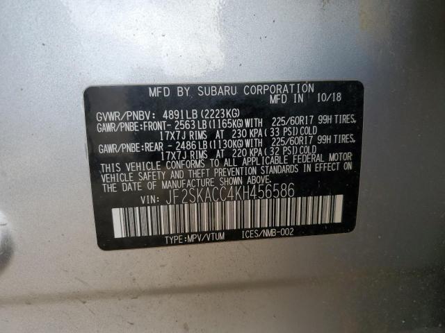 2019 SUBARU FORESTER JF2SKACC4KH456586