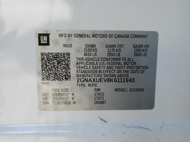 2019 CHEVROLET EQUINOX LT - 2GNAXUEV8K6111943