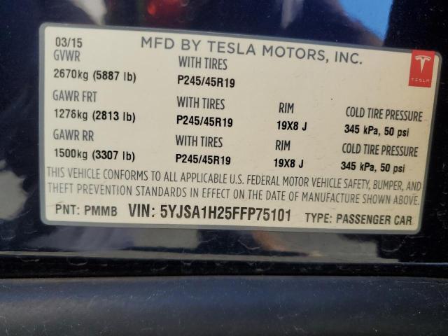 2015 TESLA MODEL S 85 5YJSA1H25FFP75101