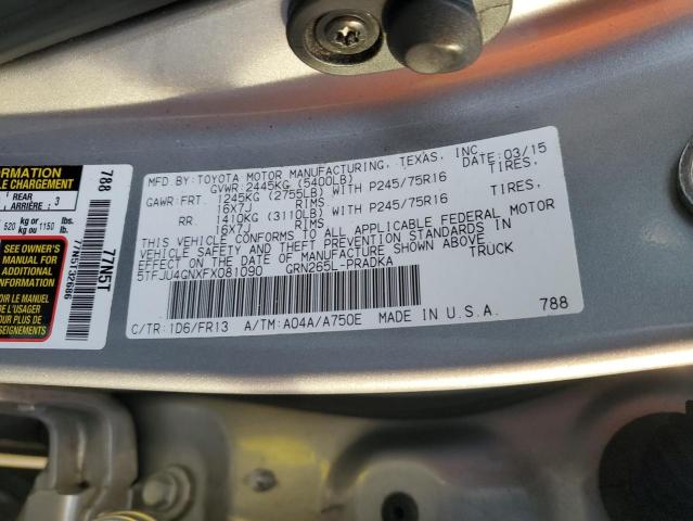 2015 TOYOTA TACOMA DOU - 5TFJU4GNXFX081090