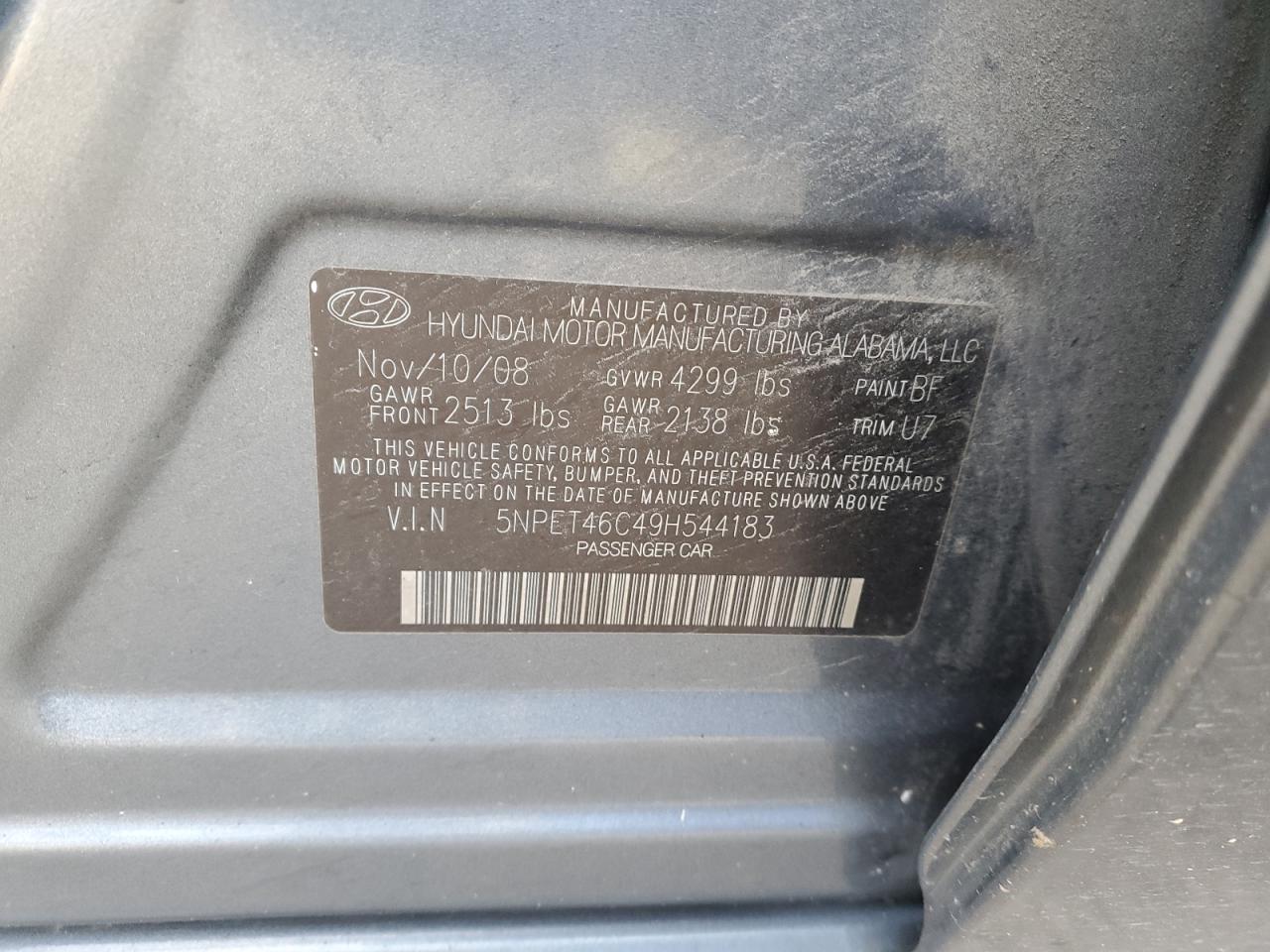 Lot #3029716657 2009 HYUNDAI SONATA GLS