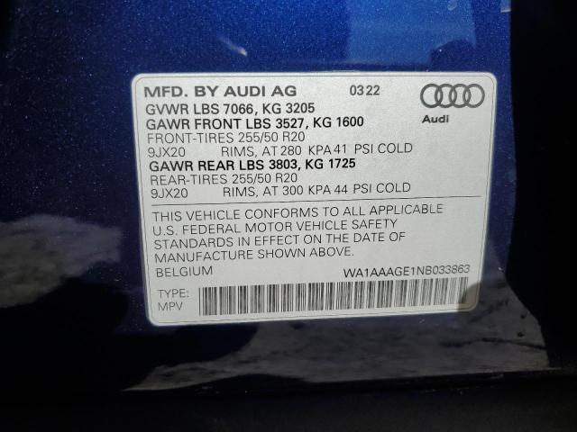 2022 AUDI E-TRON PRE - WA1AAAGE1NB033863
