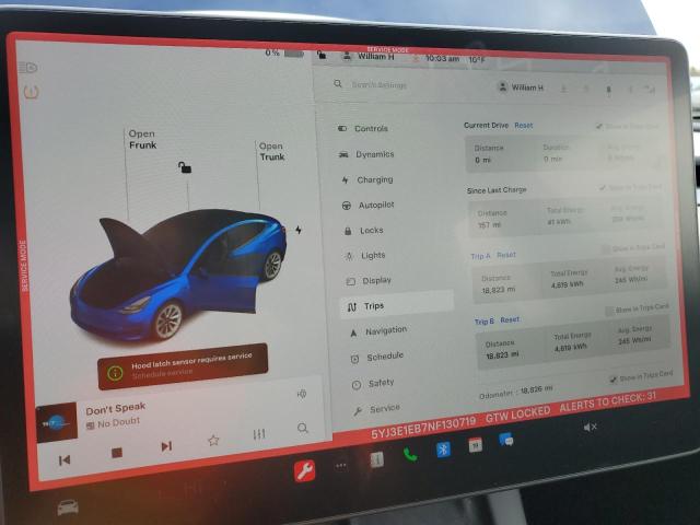 2022 TESLA MODEL 3 - 5YJ3E1EB7NF130719