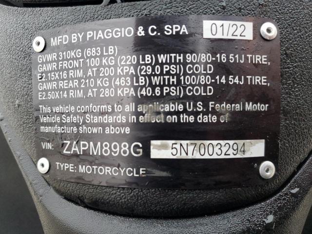 2022 PIAGGIO LIBERTY 15 ZAPM898G5N7003294