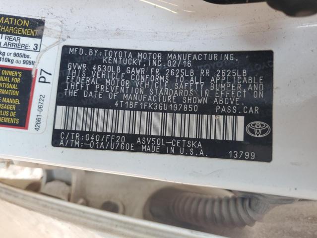2016 TOYOTA CAMRY LE - 4T1BF1FK3GU197850