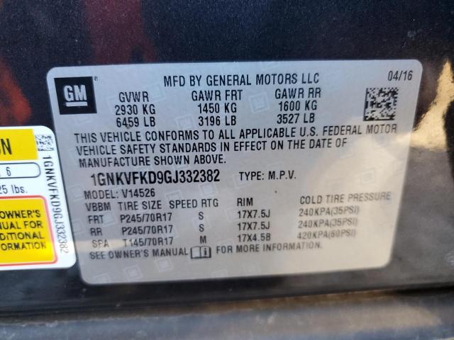 2016 CHEVROLET TRAVERSE L - 1GNKVFKD9GJ332382