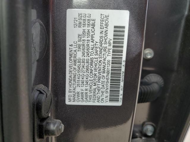 2022 HONDA PILOT EXL - 5FNYF5H57NB011200