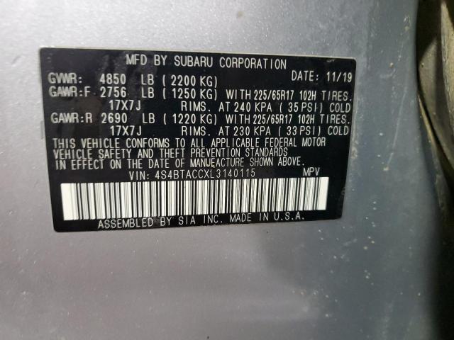 2020 SUBARU OUTBACK PR 4S4BTACCXL3140115