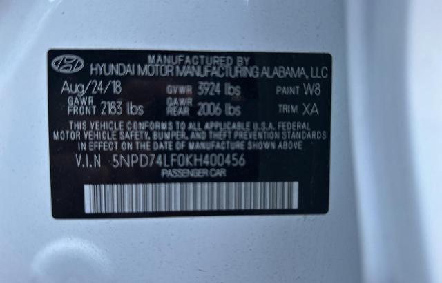 VIN 5NPD74LF0KH400456 2019 HYUNDAI ELANTRA no.10