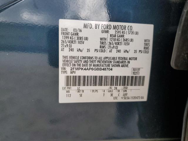 2016 FORD EDGE SPORT - 2FMPK4AP6GBB48704