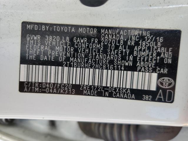 VIN 2T1BURHE2HC816114 2017 TOYOTA COROLLA no.12