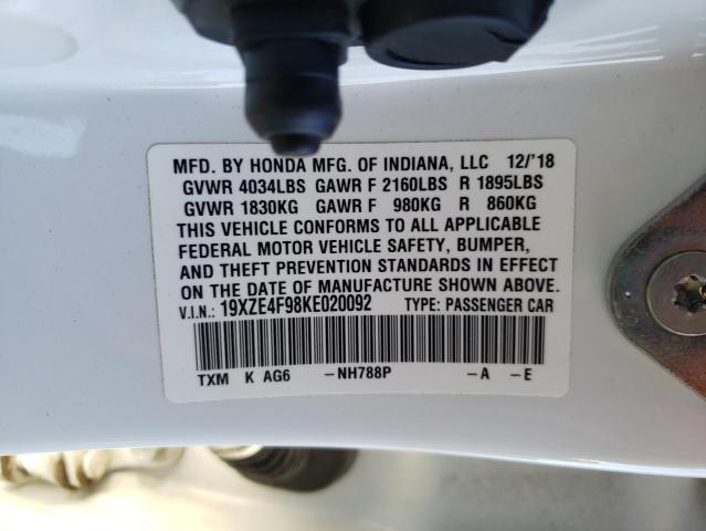 2019 HONDA INSIGHT TO 19XZE4F98KE020092