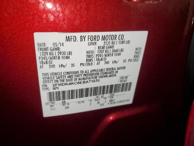 VIN 2FMDK4KC8EBA71670 2014 FORD EDGE no.13