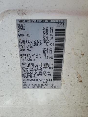 2019 NISSAN PATHFINDER - 5N1DR2MM0KC583831