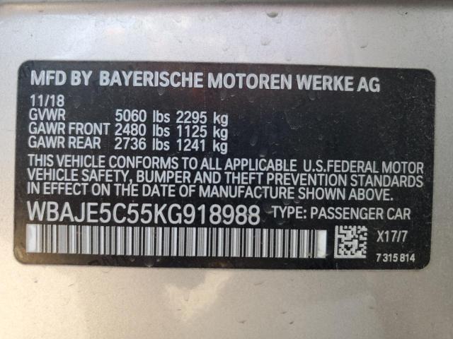 VIN WBAJE5C55KG918988 2019 BMW 5 SERIES no.12