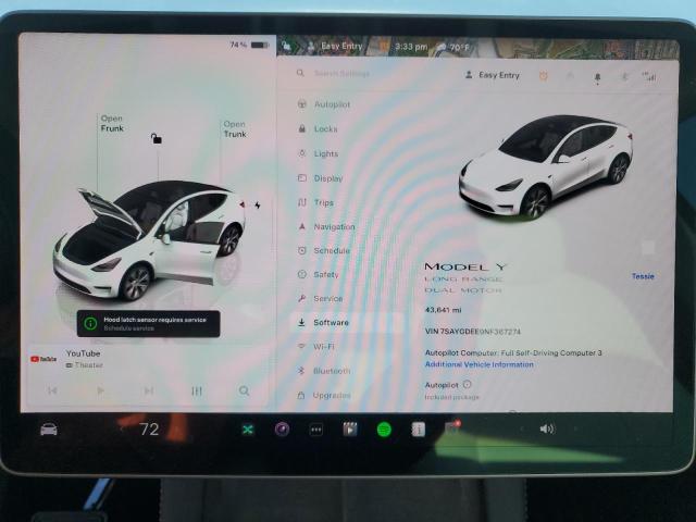 2022 TESLA MODEL Y - 7SAYGDEE9NF367274