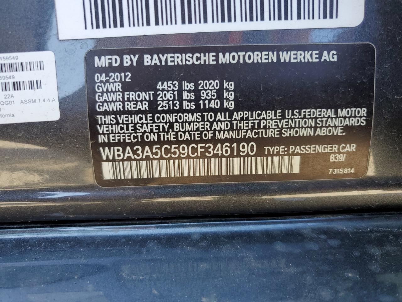 Lot #3037266514 2012 BMW 328 I