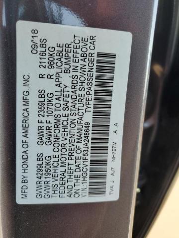 2018 HONDA ACCORD EXL - 1HGCV1F53JA248649