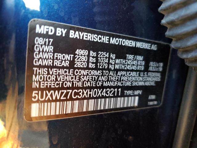 VIN 5UXWZ7C3XH0X43211 2017 BMW X3 no.13