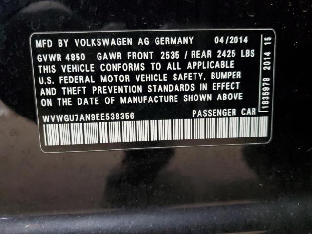 VIN WVWGU7AN9EE538356 2014 VOLKSWAGEN CC no.12