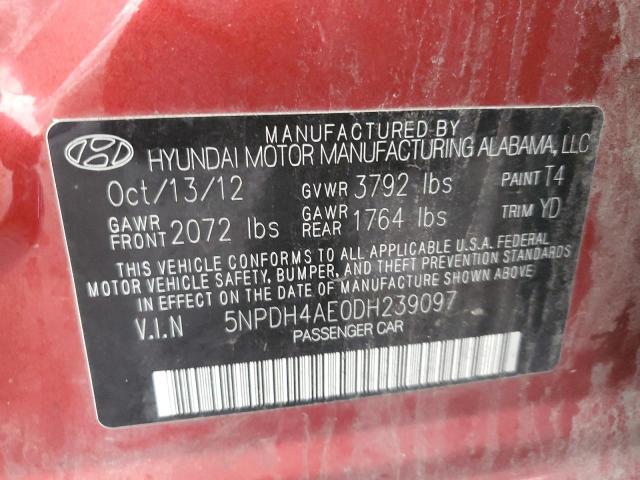 VIN 5NPDH4AE0DH239097 2013 HYUNDAI ELANTRA no.12