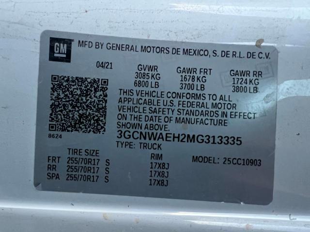 VIN 3GCNWAEH2MG313335 2021 CHEVROLET ALL MODELS no.10