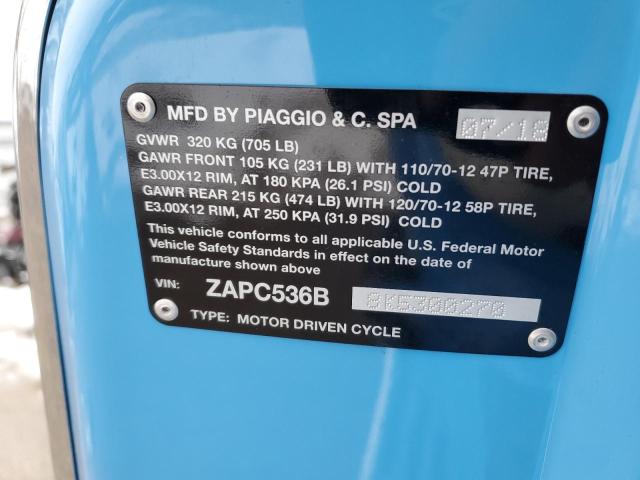 2019 VESPA PRIMAVERA ZAPC536B8K5300270