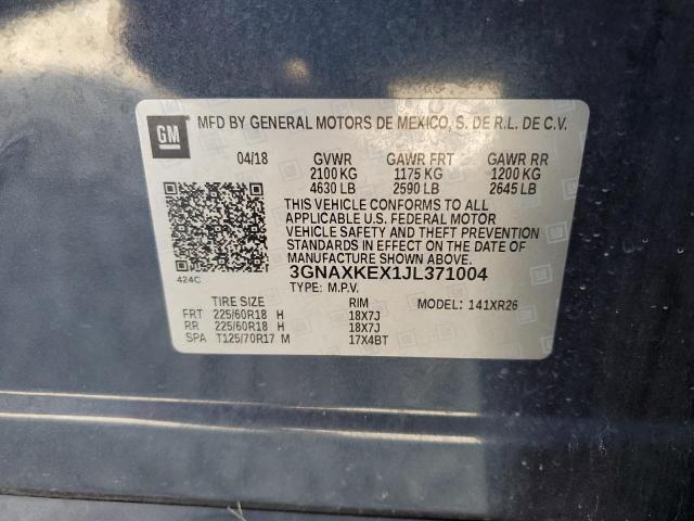 2018 CHEVROLET EQUINOX LT - 3GNAXKEX1JL371004