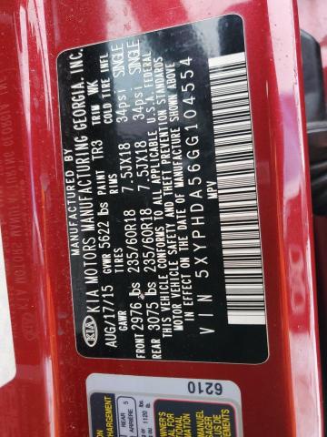 2016 KIA SORENTO EX 5XYPHDA56GG104554