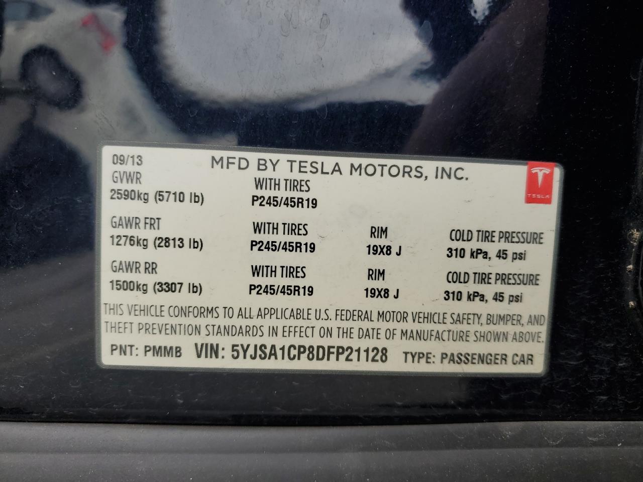 Lot #3041957206 2013 TESLA MODEL S