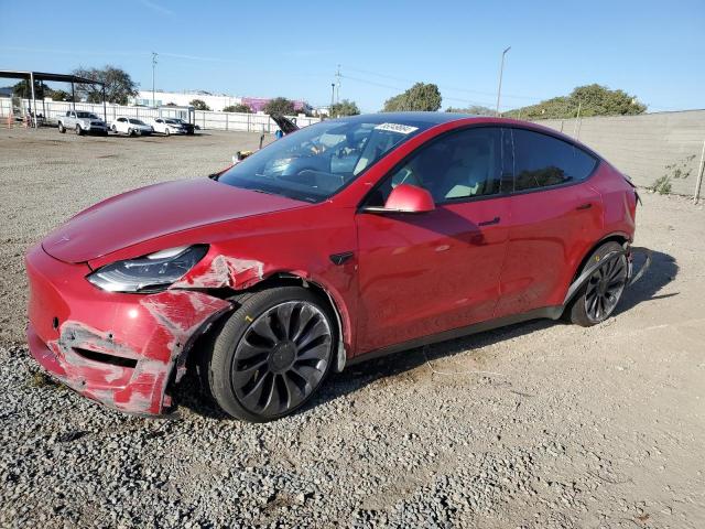 TESLA MODEL Y 2021 red  electric 5YJYGDEF9MF194666 photo #1